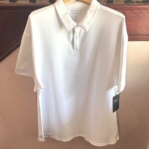 BYLT Men's Size 3XL NWT White Polo Short Sleeve Shirt Golf Athletic Top Golfer